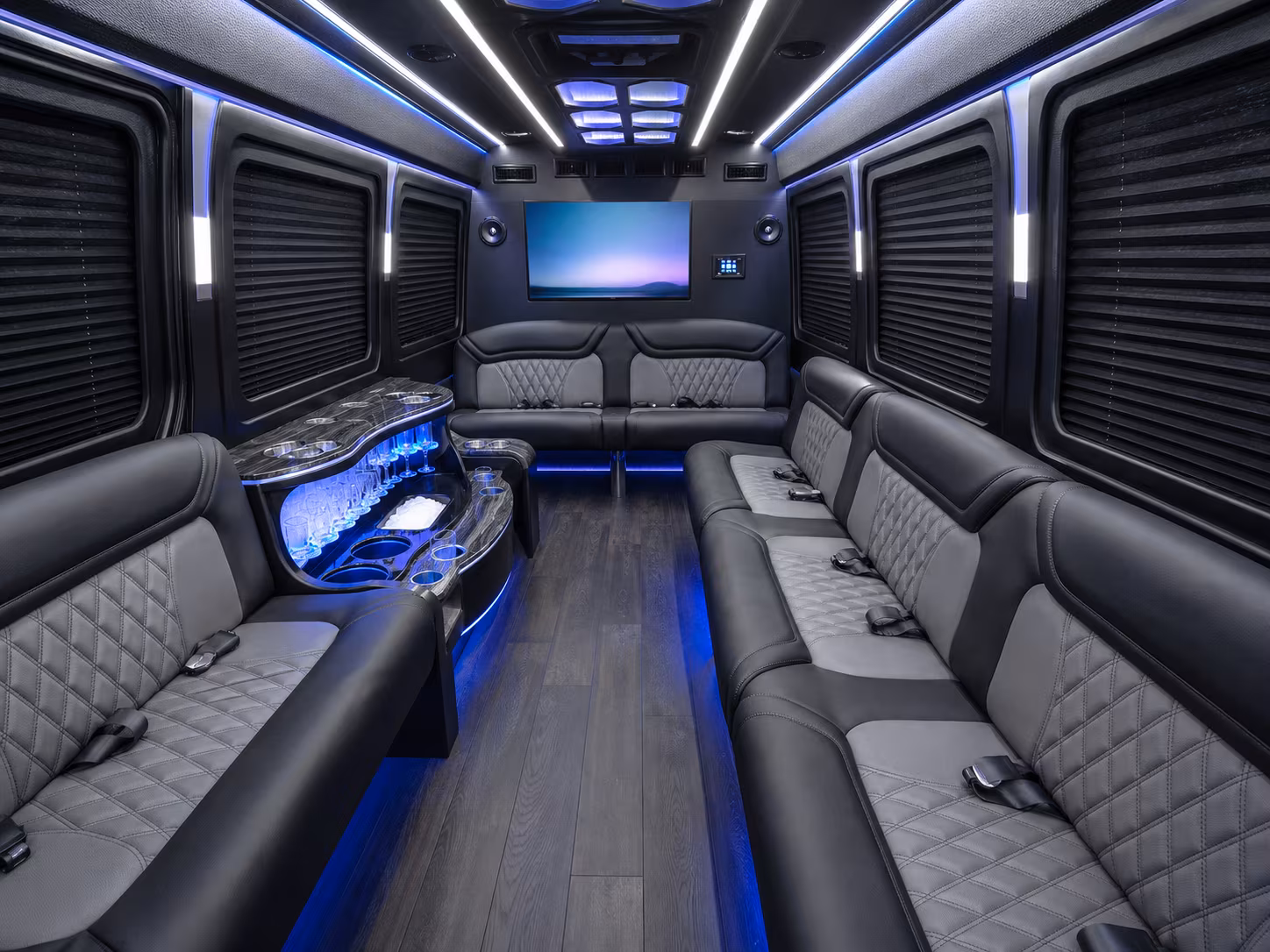 brookline 40 passenger party bus inside